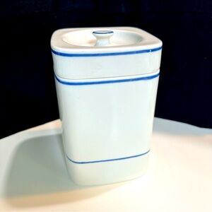 Vintage Viana do Castelo Blue Striped Small Canister-8” Tall —Williams Sonoma